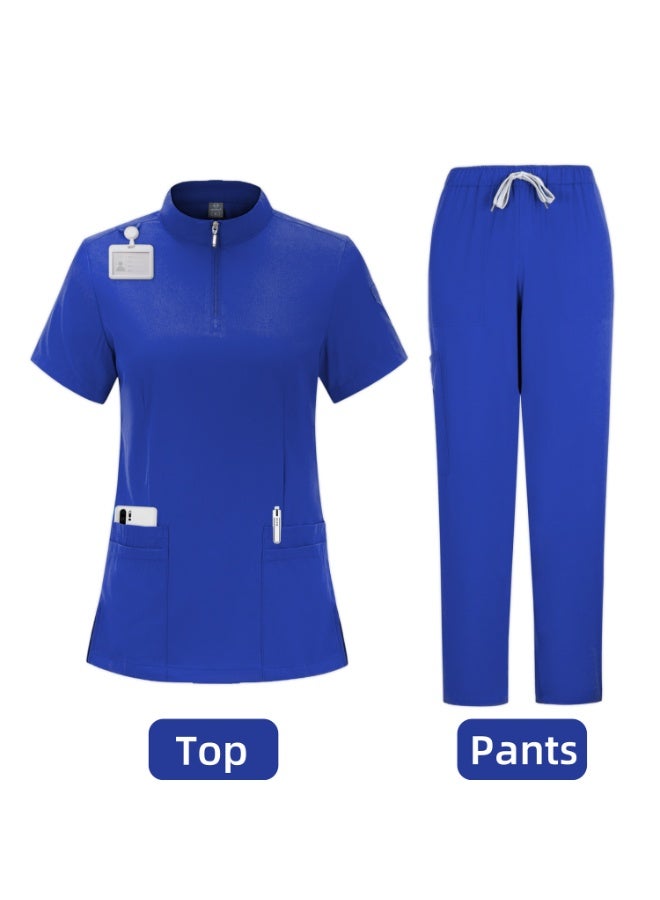 Loquat Womens Medical Scrubs Set Medical Uniform Set Royal Blue - Image 1