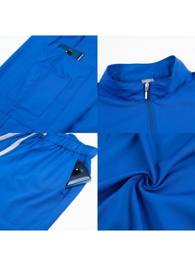 Loquat Womens Medical Scrubs Set Medical Uniform Set Royal Blue - Image 3