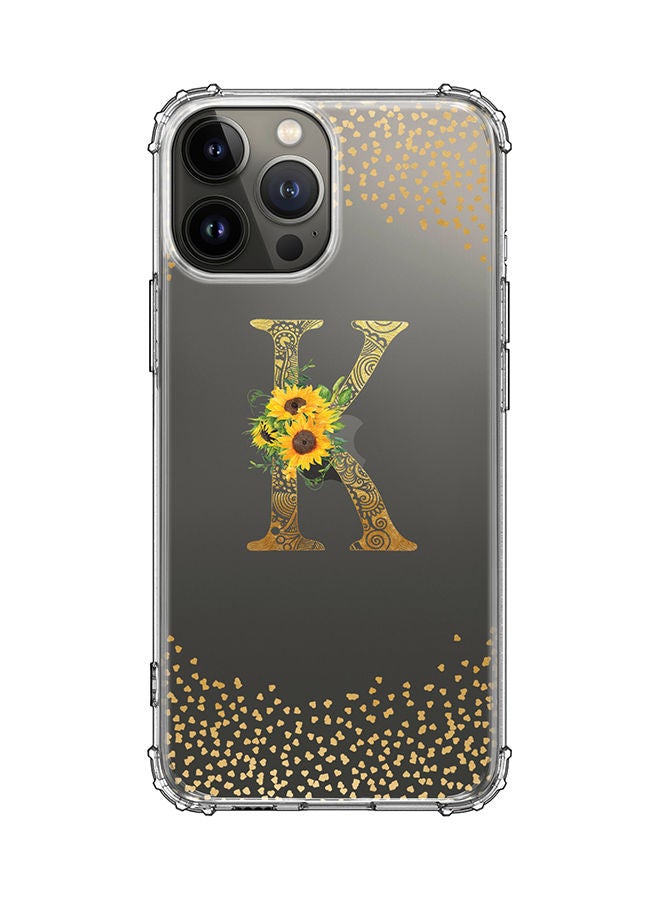 Stylizedd Monogram Design Classic Clear Cover for Apple iPhone 13 Pro Max Case Soft TPU Gel Thin Transparent Flexible Cover - K - Image 1