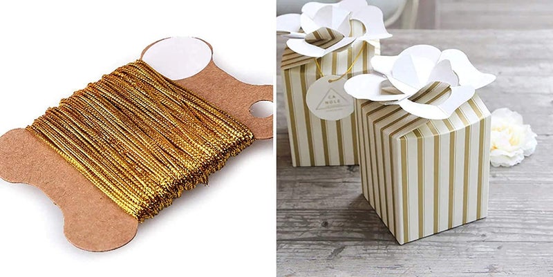Diy Crafts 14960 Twine Ribbon Christmas Gift Packing Cords Decoration Rope Diy Handmade Craft String Party Supply, Pack of 180 Mtr, Corner Beeds (Gold) - Image 2