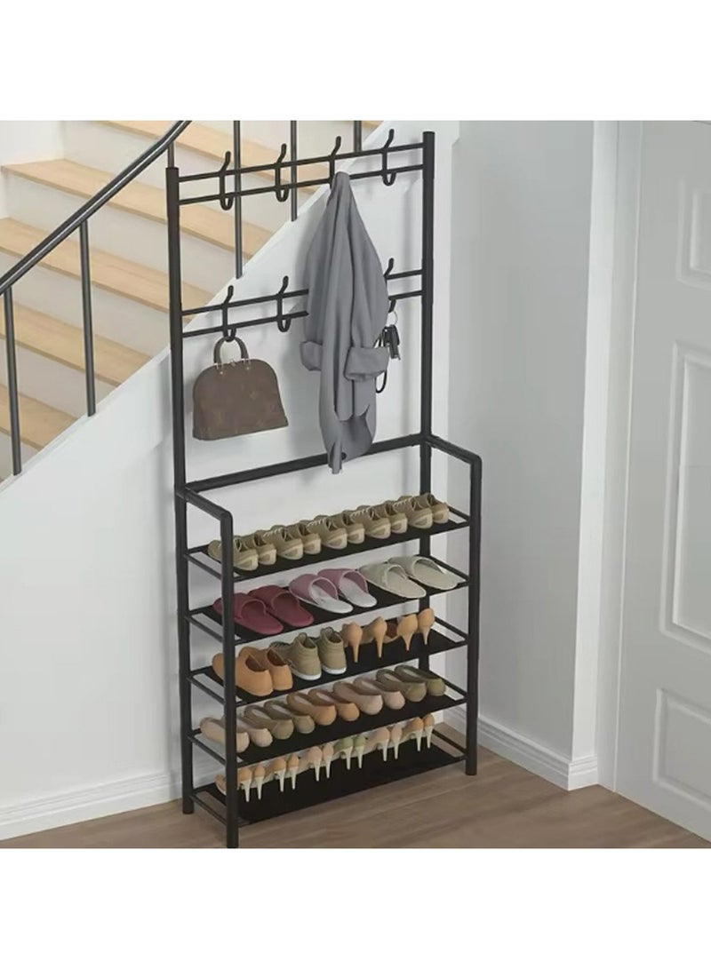 لينجوي شماعة معاطف مع تخزين للأحذية، 5 رفوف للأحذية و8 خطافات لتنظيم خزانة الأحذية - Image 1