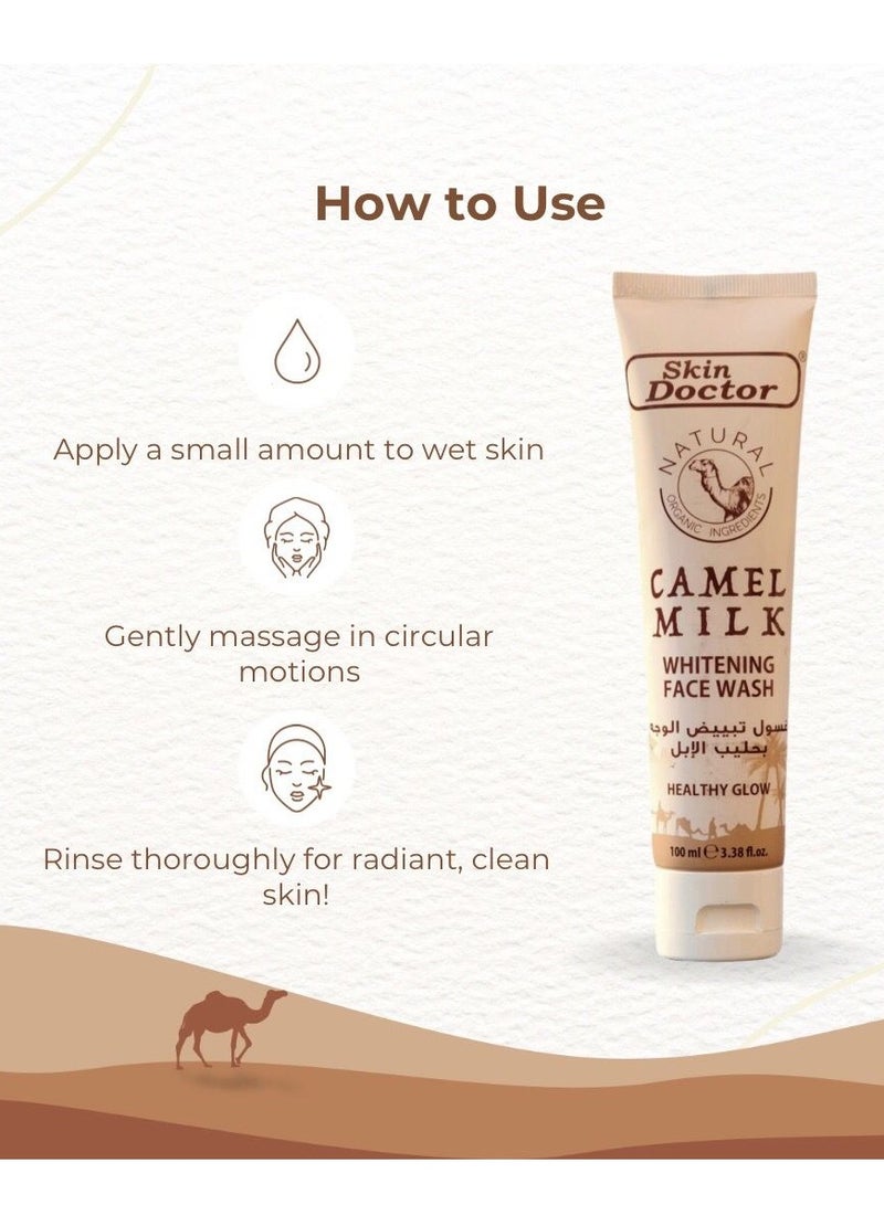 Skin Doctor Camel Milk Whitening Face Wash 100ml - Deep Cleansing, Brightening, and Hydrating Exfoliator - Image 3