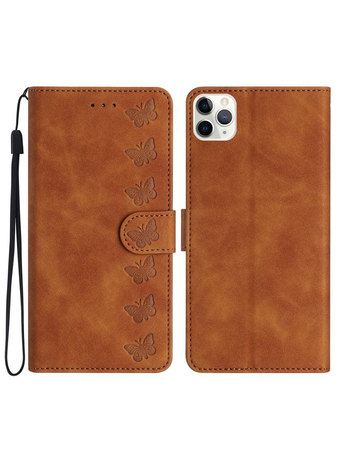 Zaboon Case For iPhone 11 Pro Max Seven Butterflies Embossed Leather Phone Case - Image 1