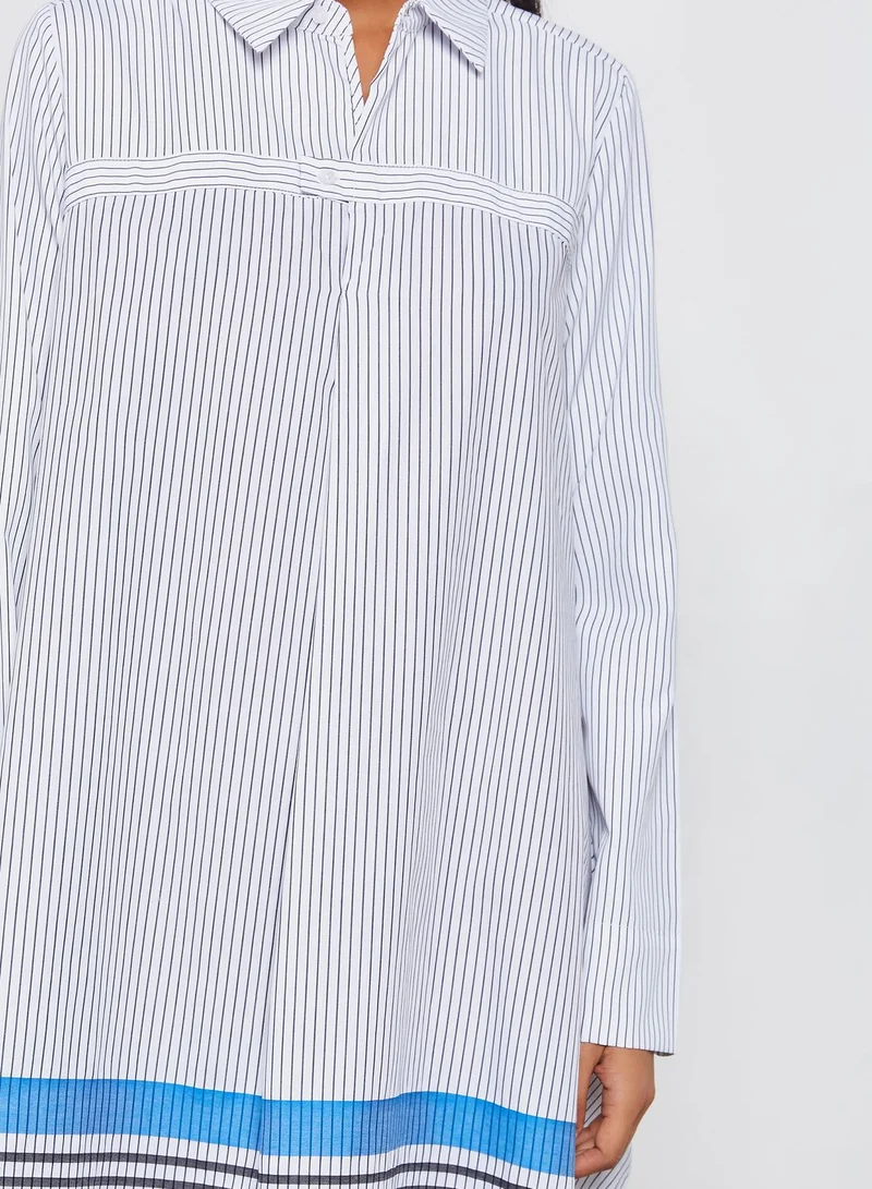 Grey Lab Asymmetric Striped Dress