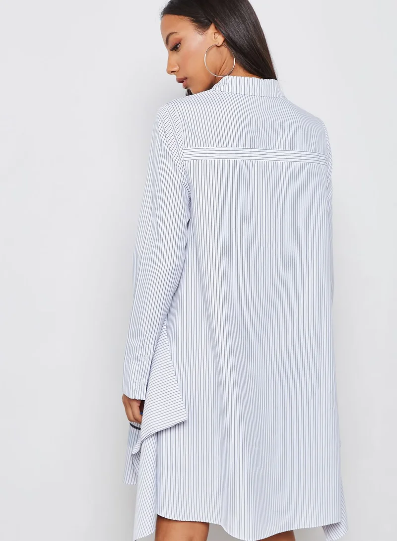 Grey Lab Asymmetric Striped Dress