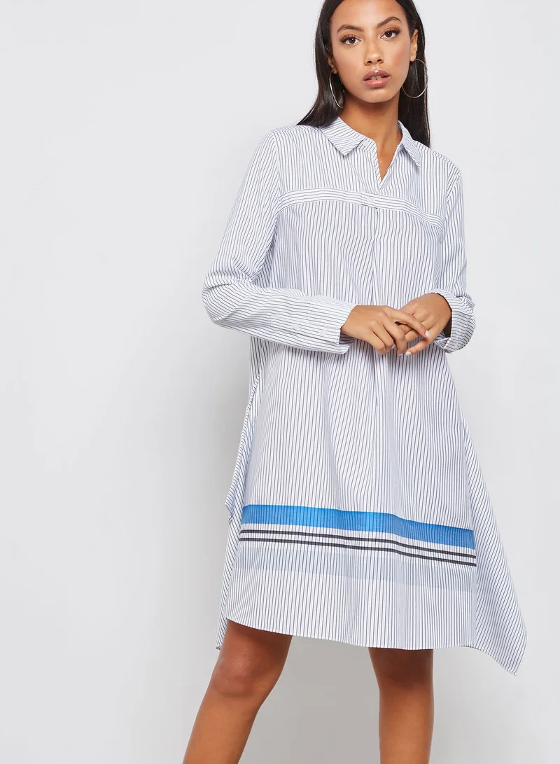 Grey Lab Asymmetric Striped Dress