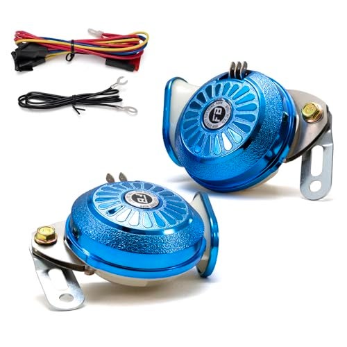 AOLIHAN Loud Car Horn Kit，3-Tone Train Horn with Different Sounds,130db High & Low Tone Truck Horns,12V Blue Fashion Dual Horns for Truck/Motorcycle/Car/E-Bike/SUV - Image 1