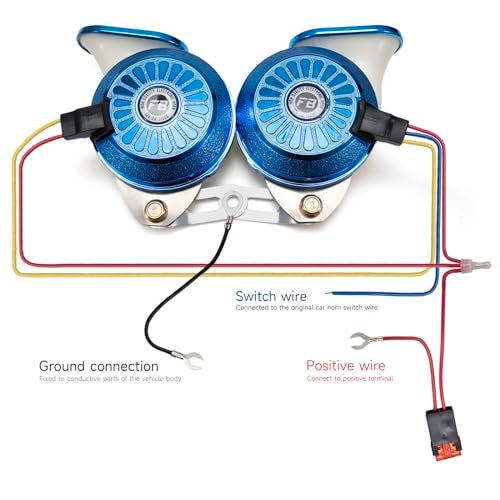 AOLIHAN Loud Car Horn Kit，3-Tone Train Horn with Different Sounds,130db High & Low Tone Truck Horns,12V Blue Fashion Dual Horns for Truck/Motorcycle/Car/E-Bike/SUV - Image 5