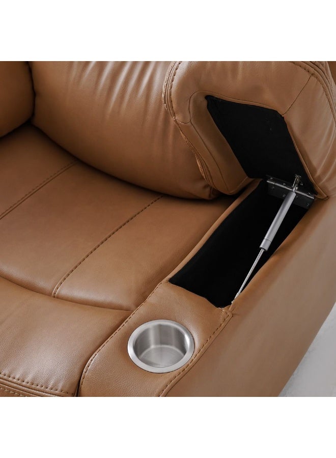 DANUBE HOME Marji 1-Seater Manual Air Leather Recliner with Storage and Cupholder-Brown-With 2-Year Warranty - Image 4