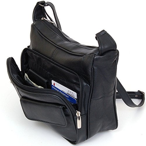 Roma Leathers حقيبة كتف نسائية من الجلد الطبيعي، سوداء - Image 3