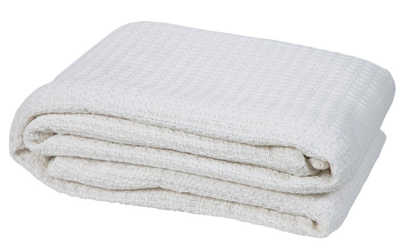 HILLFAIR 100% Combed Cotton Blanketâ€“ Queen Bed Blanketâ€“ Soft Cozy Warm Multipurpose Throws for Luxury Home Decorâ€“ 90 x 90 inch Queen Size Cotton Blankets for Beds- Bed Blankets for All Season- Blue - Image 4