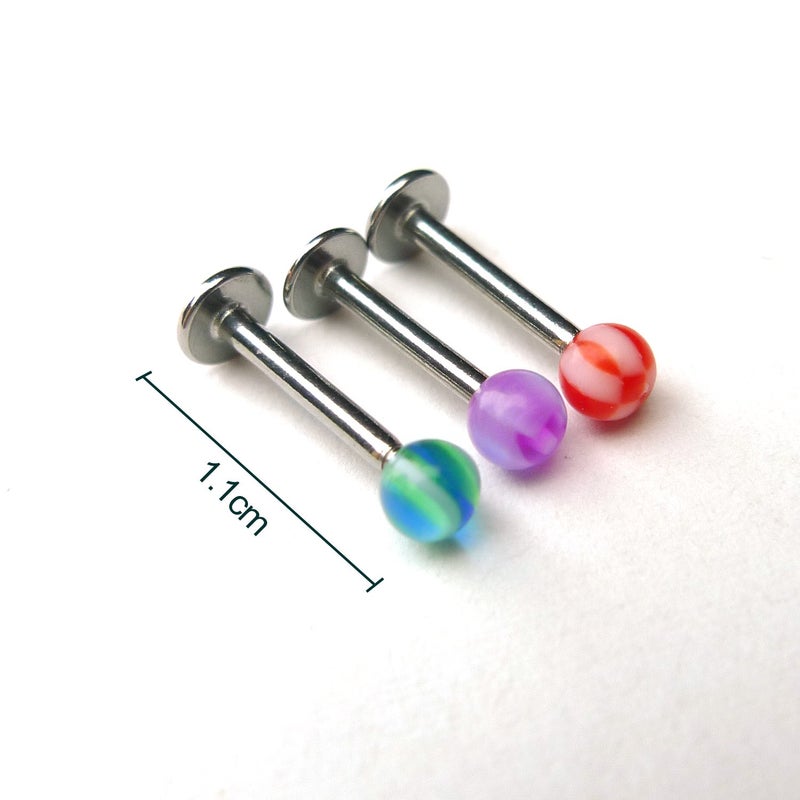 Groupcow 100pcs Stainless Steel Labret Lip Bar Ring Body Piercing Barbell Jewelry Ball - Image 4