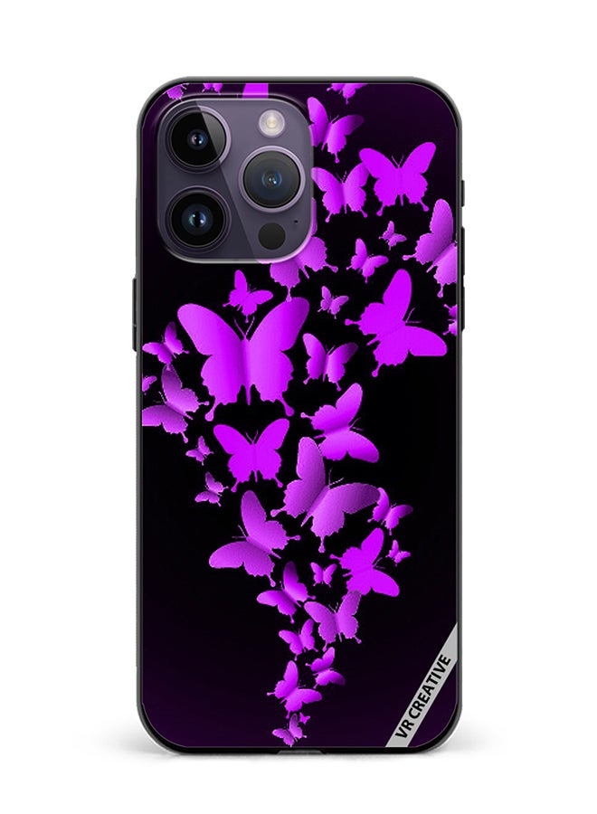VR CREATIVE Protective Case Cover For Apple iPhone 16 Pro Purple Butterflies Design Multicolour - Image 1