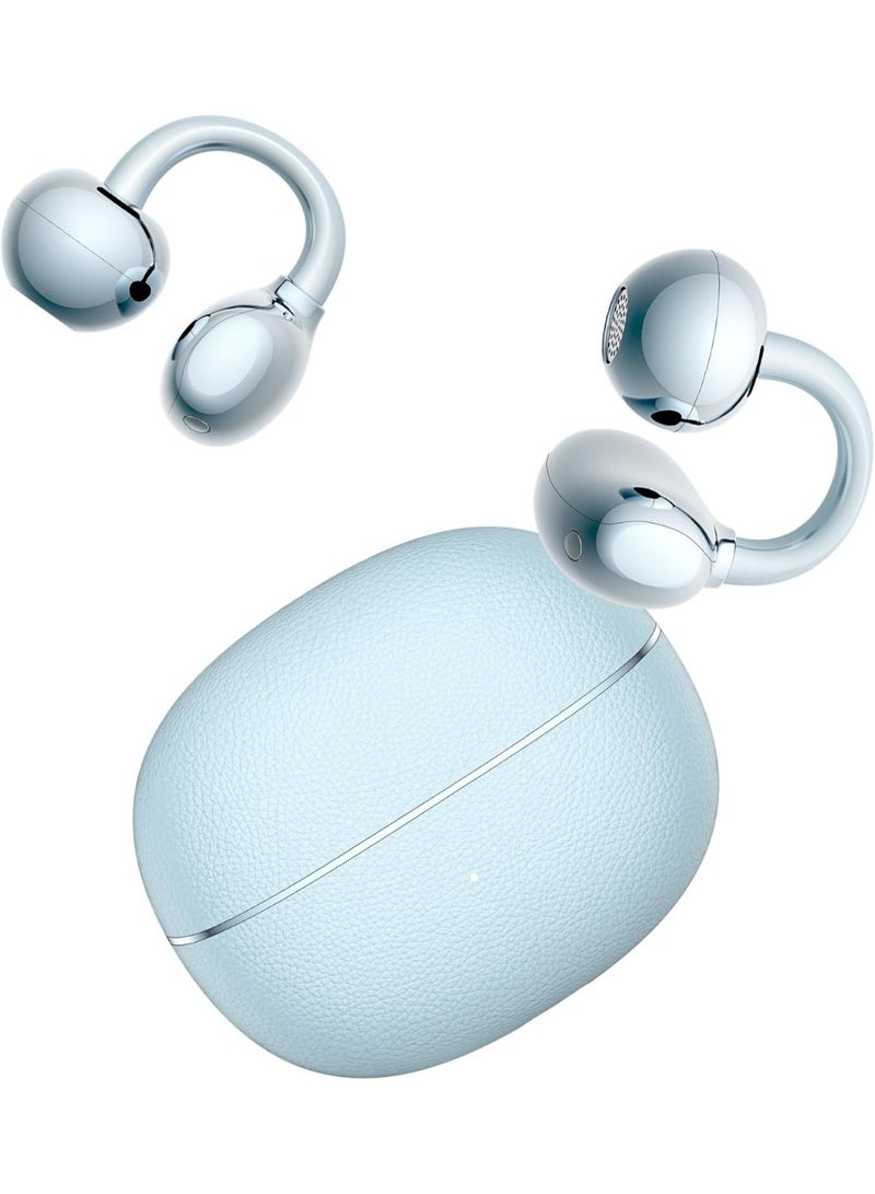 أونور تشويس سماعات Choice Earbuds Clip 2 Pro، سماعات لاسلكية مفتوحة الأذن مزودة بتقنية Titanium Arch Bridge 2.0، توفر عمر بطارية يصل إلى 44 ساعة، وتحتوي على مشغلات مزدوجة مغناطيسية مقاس 12 مم لصوت قوي وواضح، مع دعم الشحن اللاسلكي، ومقاومة للماء والغبار بمعيار IP54، باللون الأزرق السماوي (Sky Cyan). - Image 1