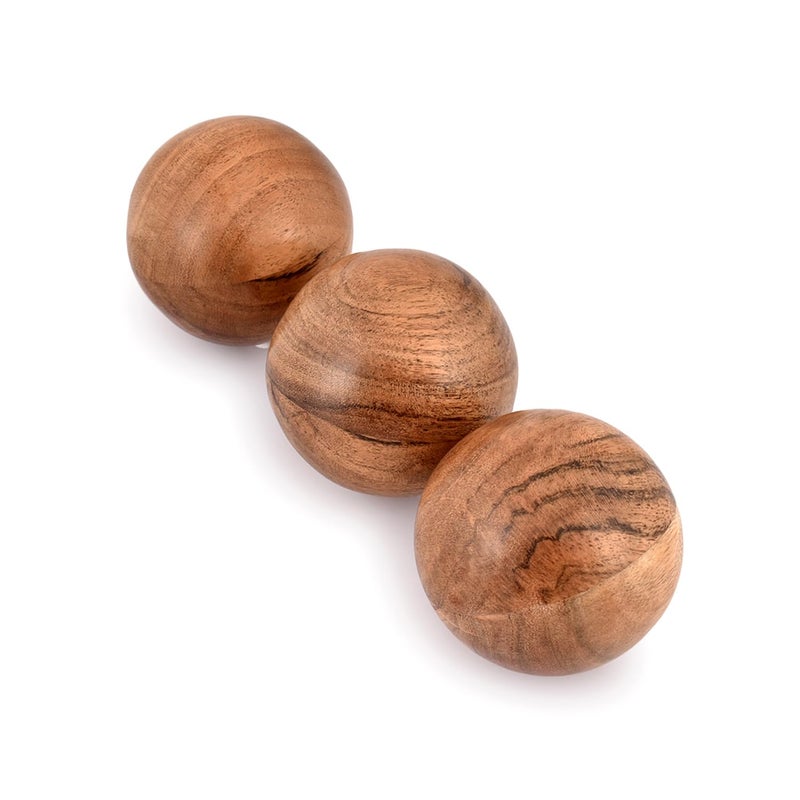 NIRMAN Decorative Acacia Wood Round Balls Set of 3 for Christmas Decorative Bowls Table Centerpiece | Coffee Table and House DÃ©cor (Set of 3), (3" x 3" x 3") - Image 3