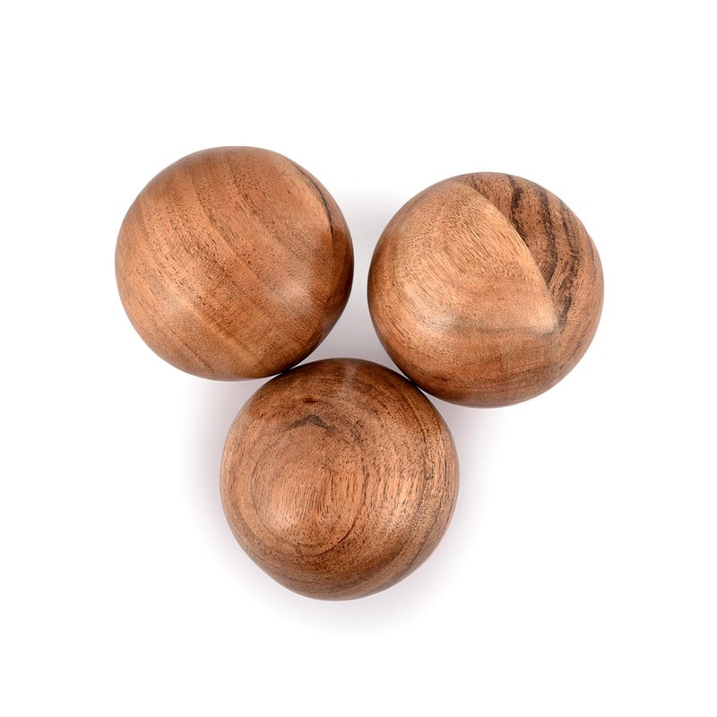 NIRMAN Decorative Acacia Wood Round Balls Set of 3 for Christmas Decorative Bowls Table Centerpiece | Coffee Table and House DÃ©cor (Set of 3), (3" x 3" x 3") - Image 2