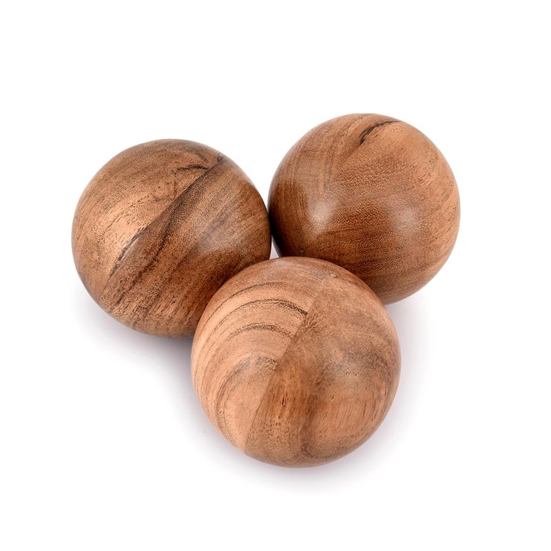NIRMAN Decorative Acacia Wood Round Balls Set of 3 for Christmas Decorative Bowls Table Centerpiece | Coffee Table and House DÃ©cor (Set of 3), (3" x 3" x 3") - Image 1