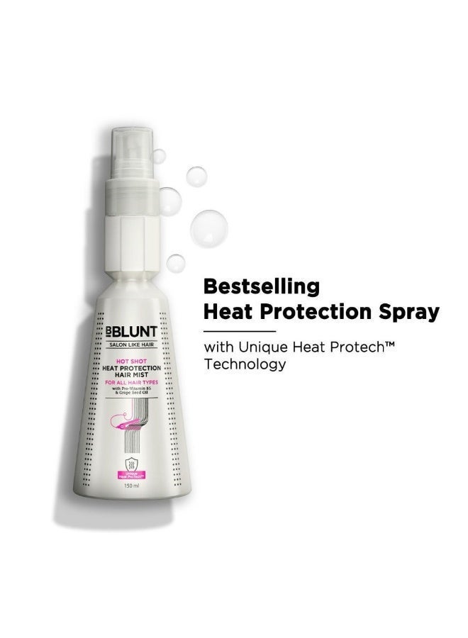 بي بلانت BBLUNT Hot Shot - رذاذ شعر للحماية من الحرارة - 150 مل، خالي من الكبريتات والبارابين وكبريتات الصوديوم الصوديوم وزيت بذور العنب وبروفيتامين B5 - Image 1