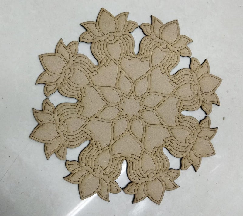 53ARTS 1 PCS MDF Rangoli Mat with MDF BASE Easy to Use Just Fill It Up with RangoliFlowersPulses Inland Rangoli Stencils Border for Floor Home Diwali Decoration DIY desgin way vary