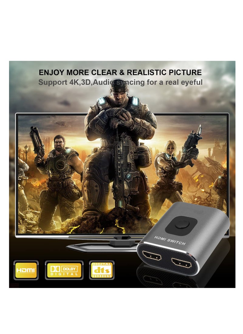 KASTWAVE - HDMI Switch 4K 60Hz, Bi-Directional HDMI Switcher 2 in 1 Out, HDMI Splitter 1 in 2 Out, Plug and Play, HDMI Switch Supports 4K 3D 1080P for PS4 Xbox Blu-Ray Player Fire Stick PC HDTV (Silvery) - Image 1