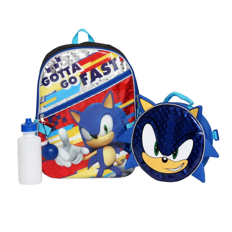 Sega Boys 4PC Sonic the Hedgehog Licensed Backpack and Lunch Set - Image 2
