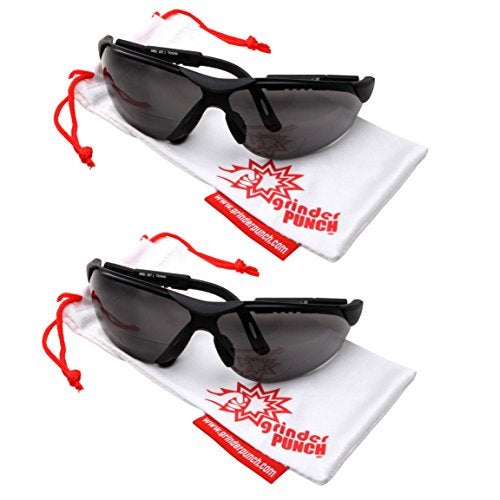 grinderPUNCH 2 Pairs Bifocal Safety Sunglasses Black Lens with Reading Corner - Fully Adjustable Arms Diopter/+2.50 - Image 2