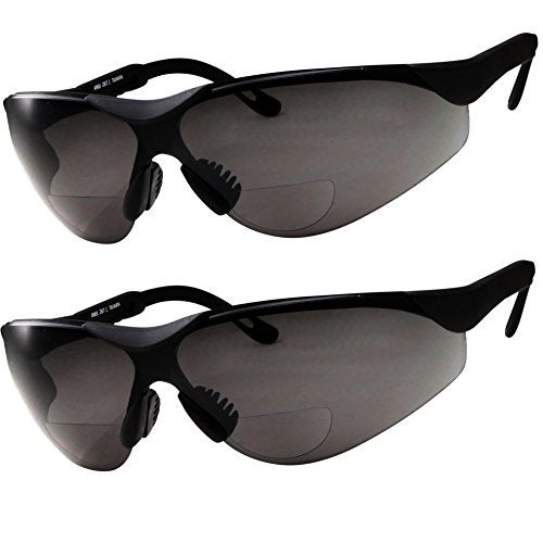 grinderPUNCH 2 Pairs Bifocal Safety Sunglasses Black Lens with Reading Corner - Fully Adjustable Arms Diopter/+2.50 - Image 1