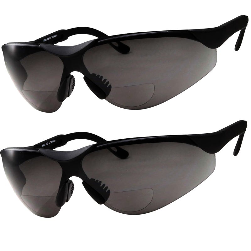 grinderPUNCH 2 Pairs Bifocal Safety Sunglasses Black Lens with Reading Corner - Fully Adjustable Arms Diopter/+2.50 - Image 5