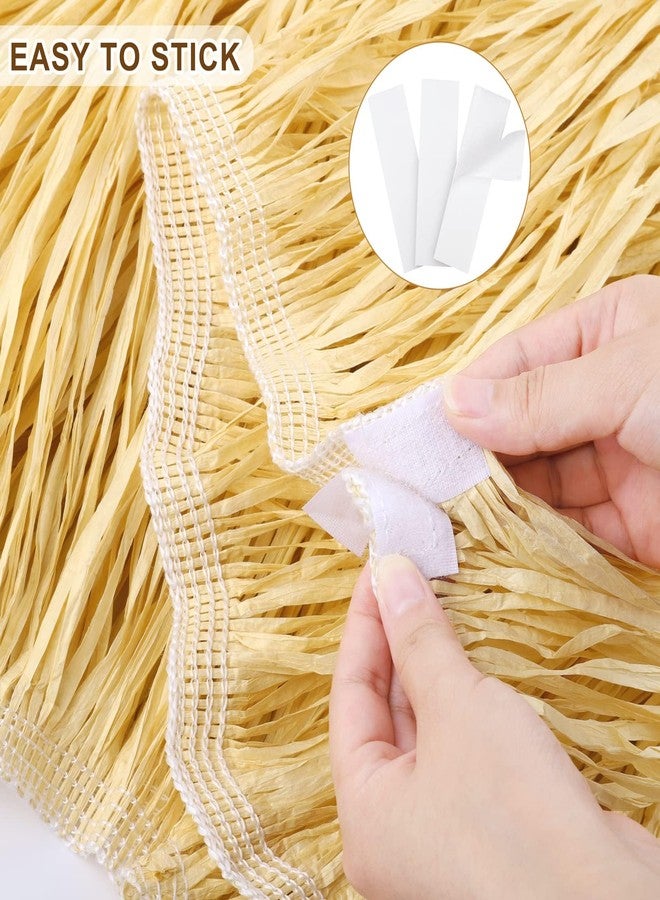 Fovths 1 Pack Luau Grass Table Skirt Fringe Straw Grass Skirt 108 x 30 Inch Hibiscus Hawaiian Table Skirts Rectangle Tropical Luau Party Decorations for Hawaiian Luau Decorations - Image 3