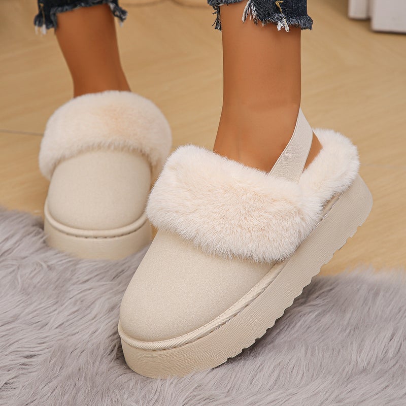 Mao Mao Cotton Slippers Women Wear Thick-Soled Snow Boots With Half Cotton Shoes - Image 1