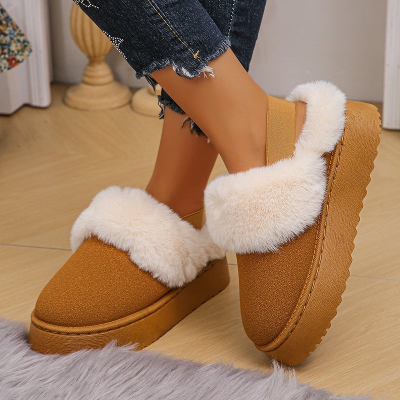 Mao Mao Cotton Slippers Women Wear Thick-Soled Snow Boots With Half Cotton Shoes - Image 3