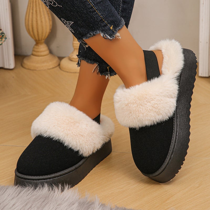 Mao Mao Cotton Slippers Women Wear Thick-Soled Snow Boots With Half Cotton Shoes - Image 4