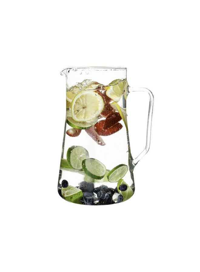 Simax Large Glass Pitcher With Spout, 2.5 Qt Glass Pitchers With Handle, Borosilicate Glass Sangria Pitcher, Big Water Pitcher Glass, Angled Cylinder Design Sangria Pitchers, 80 Oz Cocktail Pitcher - Image 1