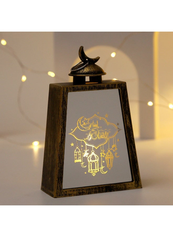 2 قطعة فانوس رمضان، أضواء تزيين رمضان، زينة فانوس LED قديم التصميم المزخرف للاستخدام في تزيين مائدة عيد رمضان - Image 1