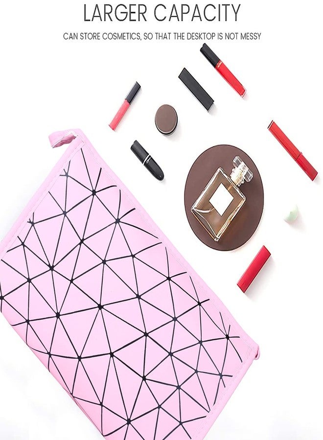 Ayaha PU Diamond Print Makeup Pouch for Women Stylish Pouches for Makeup Accessories Storage Cosmetic Pouches Make up Bag for Girls (Pink) - Image 5