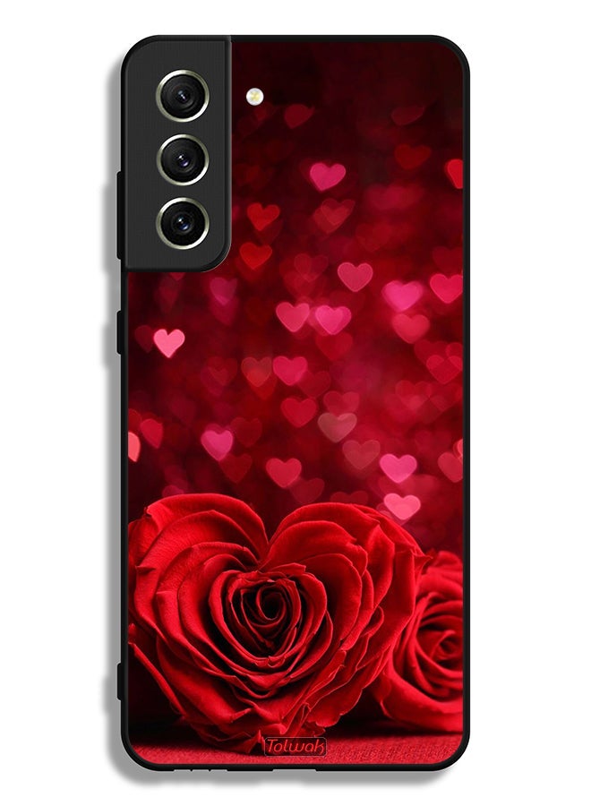Tolwak Samsung Galaxy S21 FE 5G Protective Case Cover Heart Flowers Abstract Art - Image 2
