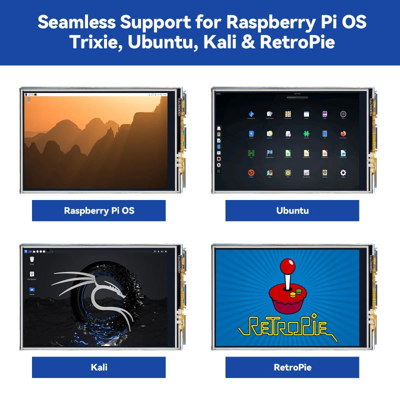 SunFounder 3.5 Inch 480x320 Touch Screen IPS LCD SPI Display Monitor with Stylus for Raspberry Pi 5/4B/Pironman 5/Max, 50â€¯FPS, 65K Colors, 40pin, Trixie, Ubuntu, Kali Linux, RetroPie - Image 5