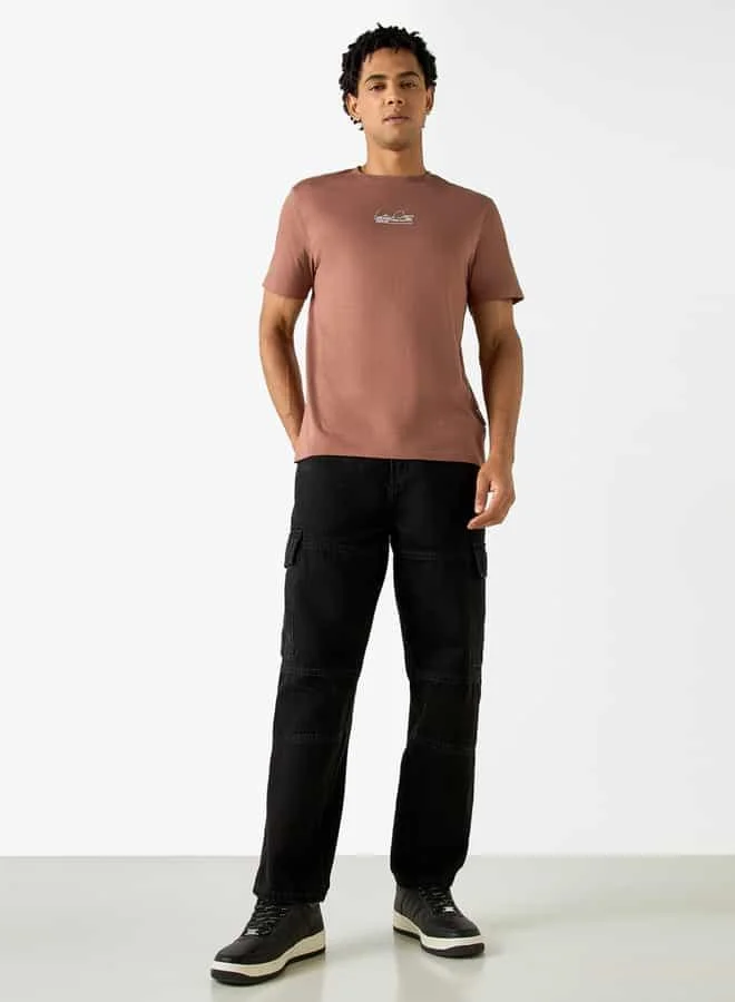 Lee Cooper Lee Cooper Printed Crew Neck T-shirt with Short Sleeves