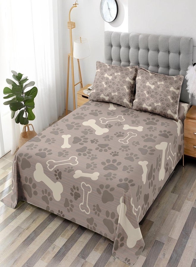 Pamnest Queen Size Bed Sheet Sets, Cute Dog Paw Animal Soft Microfiber 4 Pcs Bedding Sets for Kids and Adults Bedroom Bed Decor, Pet Puppy Bone Flat, Fitted Sheet and 2 Pillowcases - Image 2