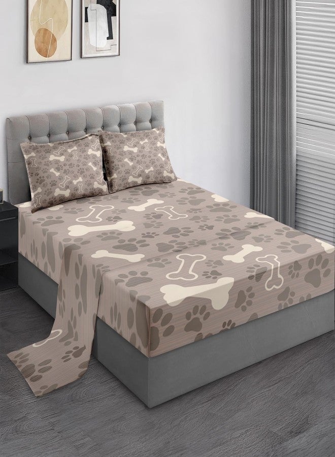 Pamnest Queen Size Bed Sheet Sets, Cute Dog Paw Animal Soft Microfiber 4 Pcs Bedding Sets for Kids and Adults Bedroom Bed Decor, Pet Puppy Bone Flat, Fitted Sheet and 2 Pillowcases - Image 1
