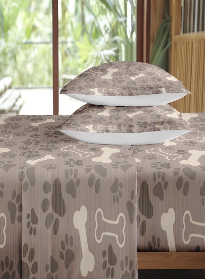 Pamnest Queen Size Bed Sheet Sets, Cute Dog Paw Animal Soft Microfiber 4 Pcs Bedding Sets for Kids and Adults Bedroom Bed Decor, Pet Puppy Bone Flat, Fitted Sheet and 2 Pillowcases - Image 4