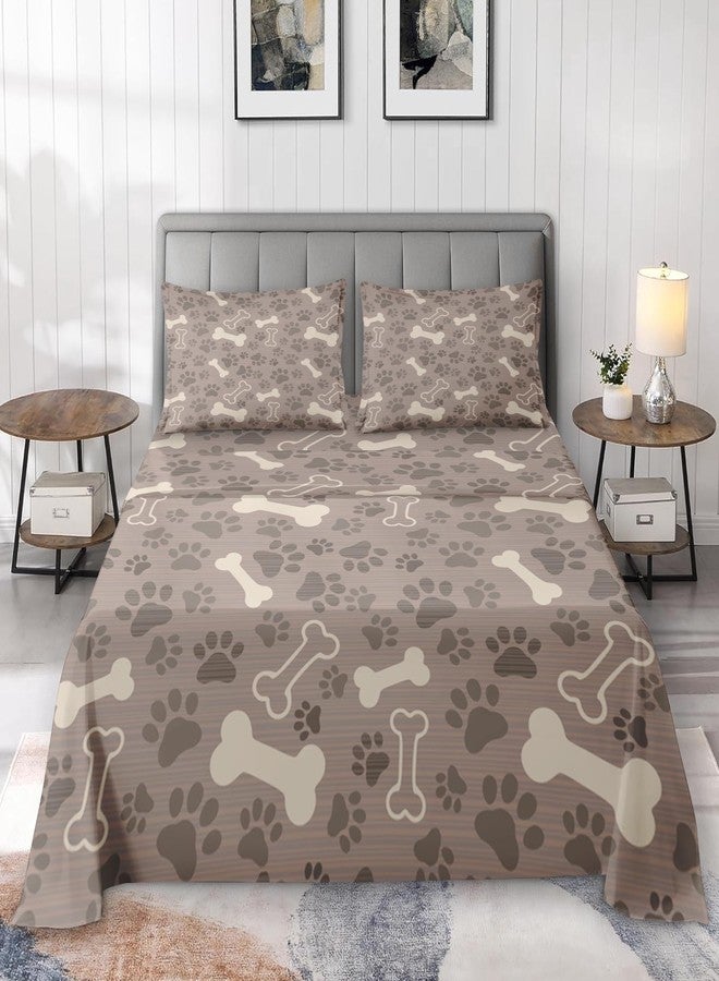 Pamnest Queen Size Bed Sheet Sets, Cute Dog Paw Animal Soft Microfiber 4 Pcs Bedding Sets for Kids and Adults Bedroom Bed Decor, Pet Puppy Bone Flat, Fitted Sheet and 2 Pillowcases - Image 3