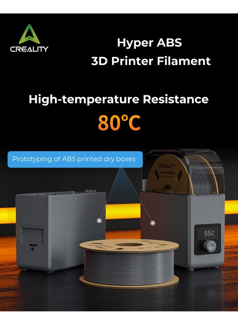 كريليتي 3D خيوط هايبر ABS 1.75 مم باللون الأسود، خيوط طابعة ثلاثية الأبعاد ABS لمقاومة درجات الحرارة العالية، مقاومة عالية للصدمات، عديم الرائحة وغير سامة 1 كجم/بكرة، تناسب معظم الطابعات ثلاثية الأبعاد - Image 5