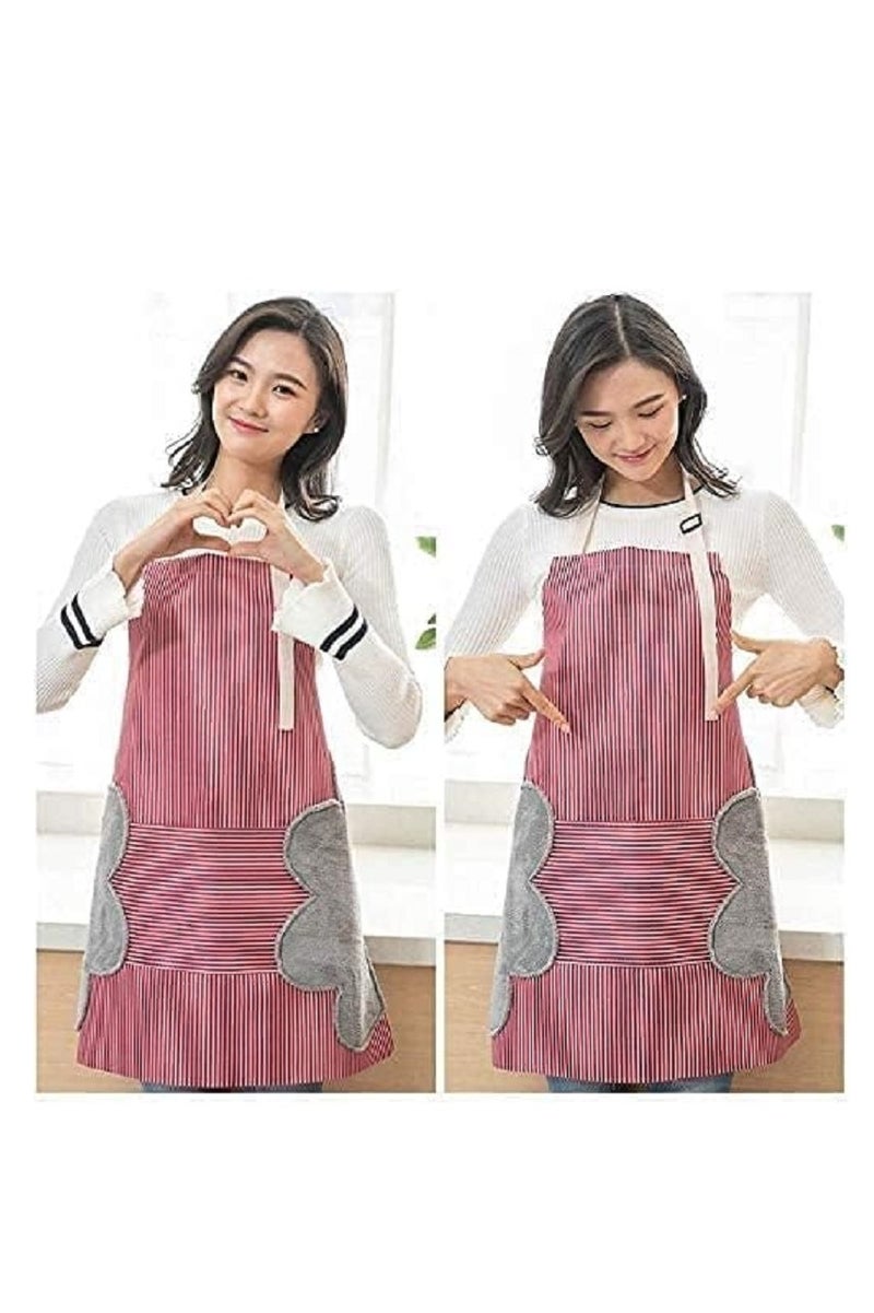 مريلة طبخ بتصميم خطوط رفيعة مقاومة للماء – أحمر  - Image 2
