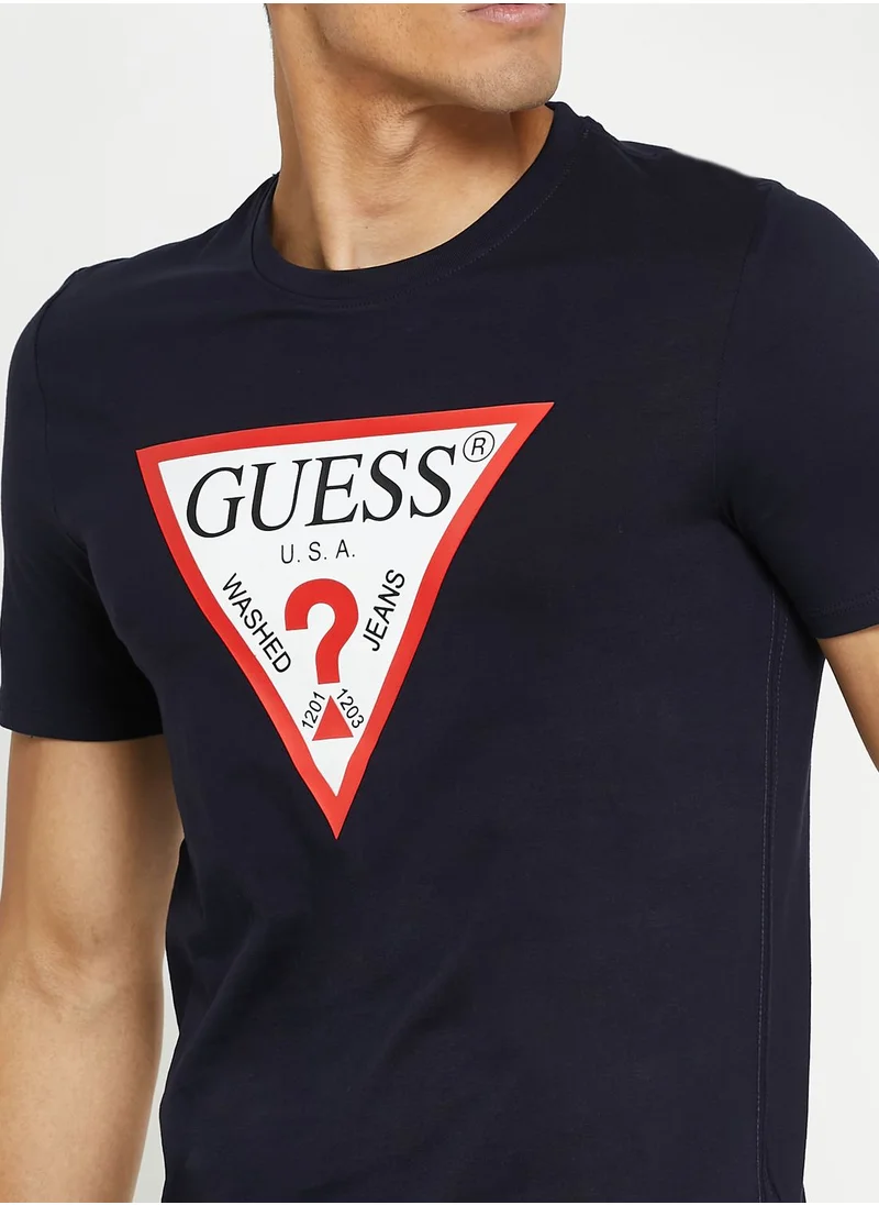 GUESS Logo Crew Neck T-Shirt