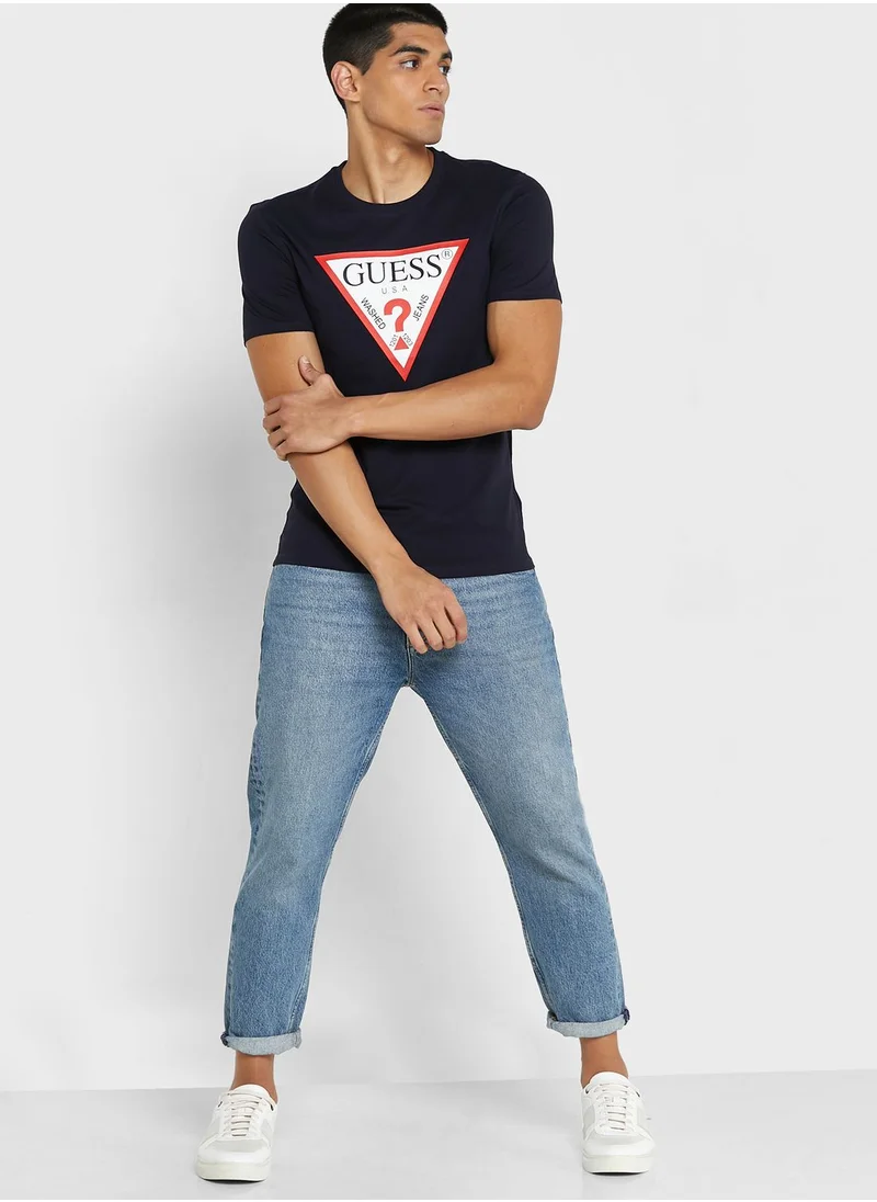 GUESS Logo Crew Neck T-Shirt