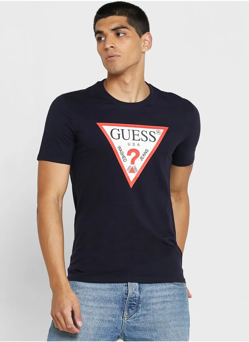 GUESS Logo Crew Neck T-Shirt