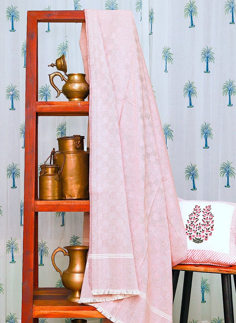 OJARIYA Handwoven Premium Organic Handloom Cotton Red and White Throw Blanket  - Image 1