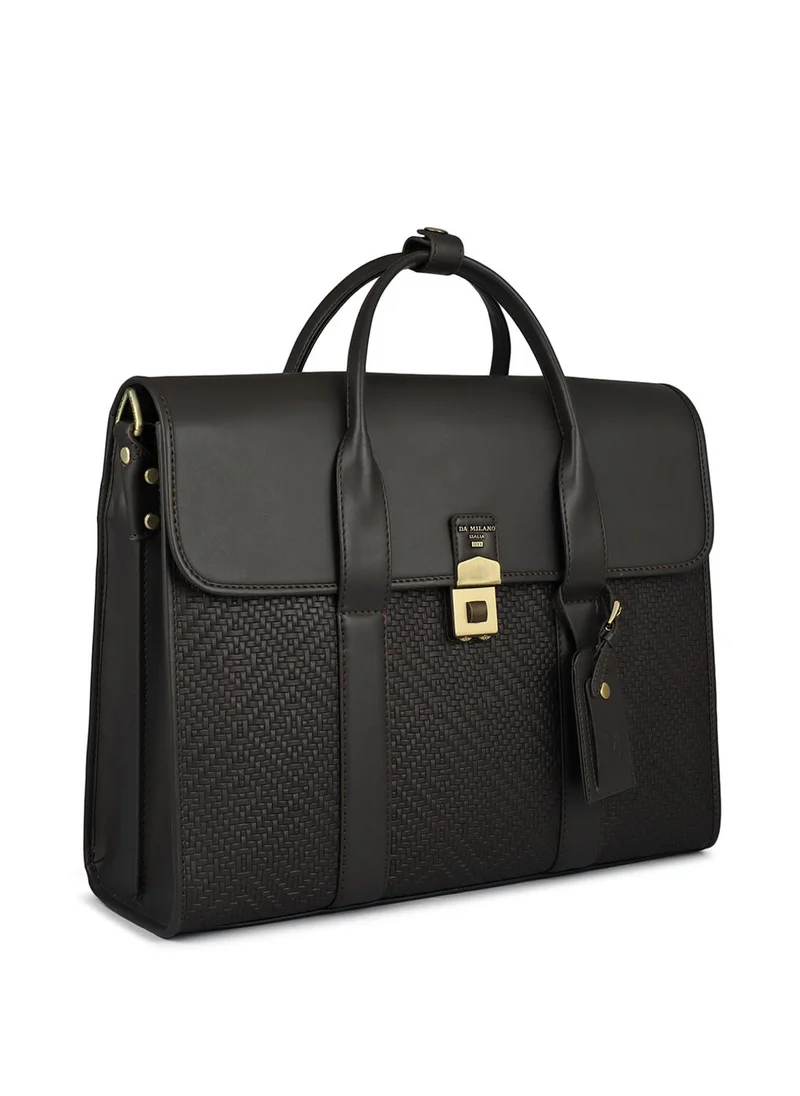 Da Milano  Da Milano Genuine Leather Brown Laptop Bag for Men | Best Price UAE