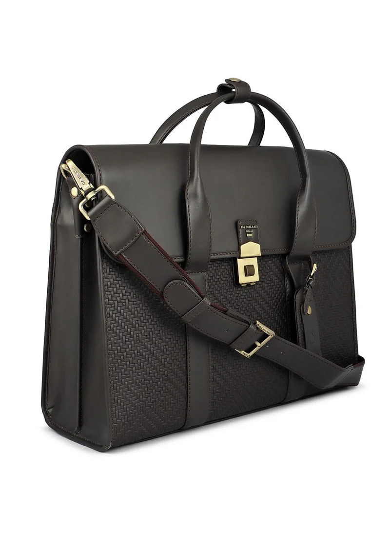 Da Milano  Da Milano Genuine Leather Brown Laptop Bag for Men | Best Price UAE